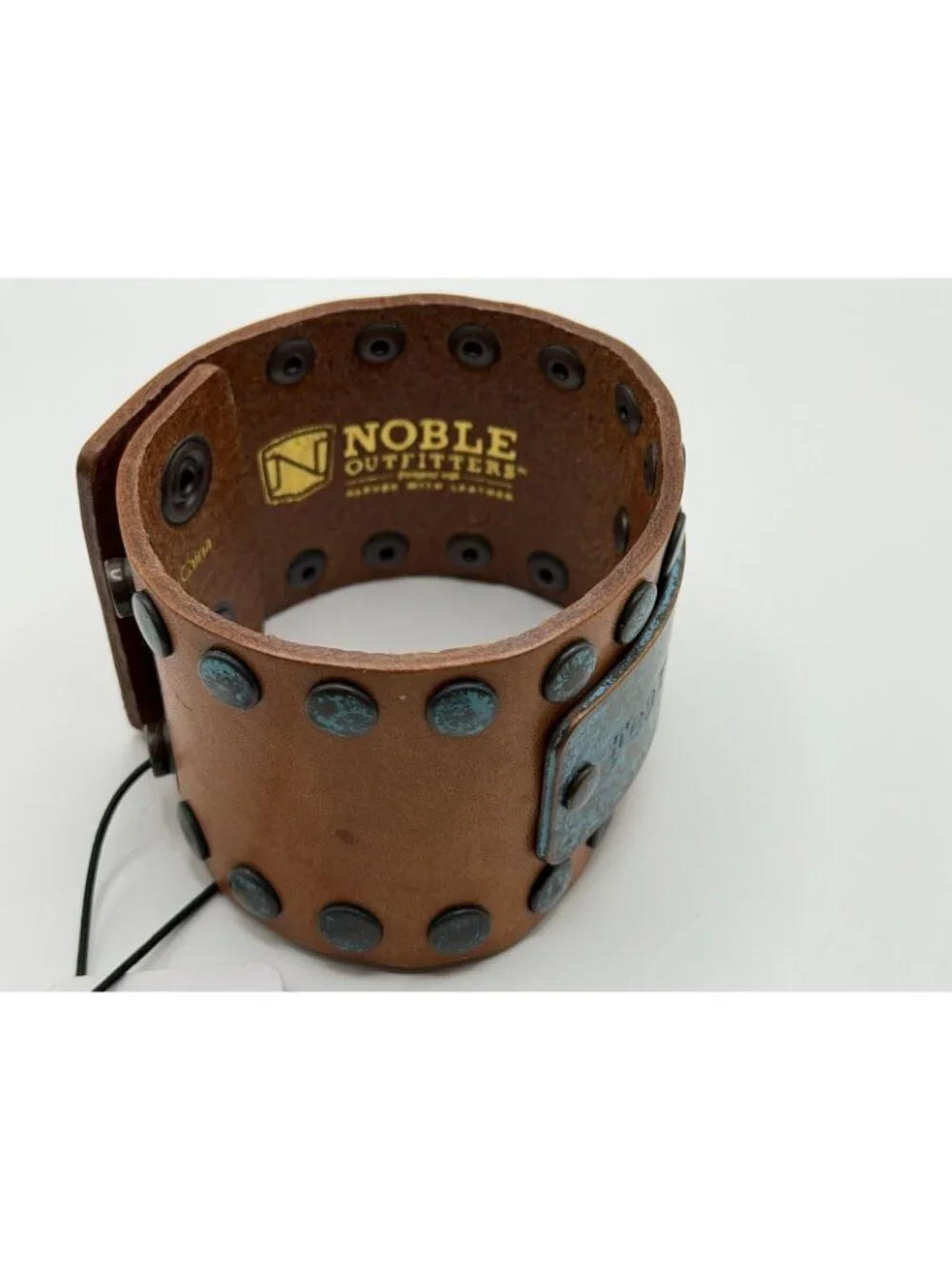 Noble Outfitters Leather Turquoise Patinal “Fearless” Cuff Bracelet